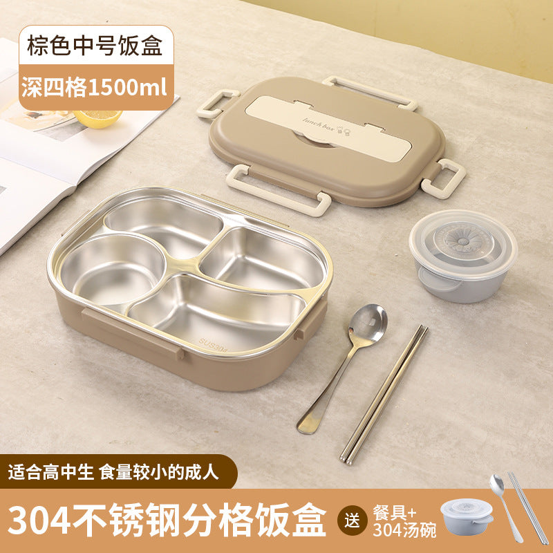 304 Stainless Steel Sealed Bento Box with Five Compartments