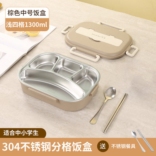 304 Stainless Steel Sealed Bento Box with Five Compartments