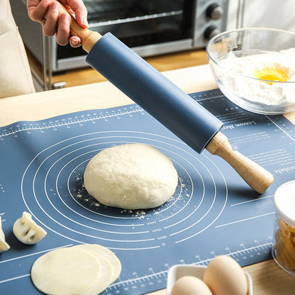 Thick Non-Slip Rolling Pin and Large Non-Stick Mat