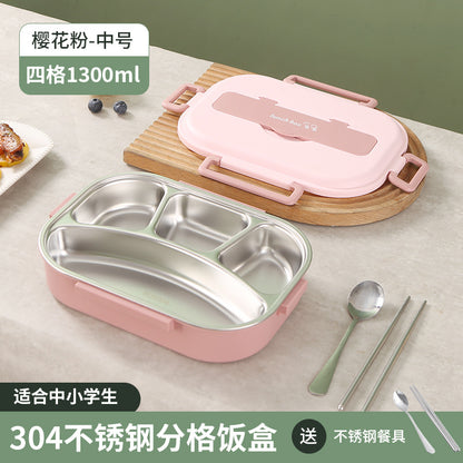 304 Stainless Steel Sealed Bento Box with Five Compartments