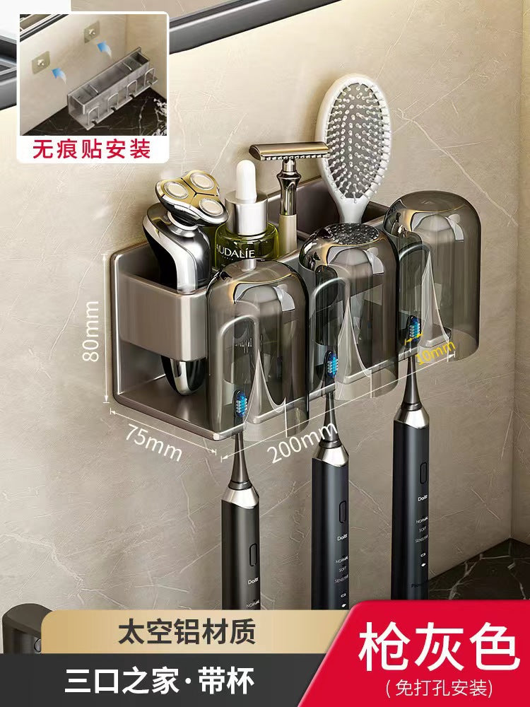 Wall-Mounted Toothbrush and Cup Holder for Bathroom